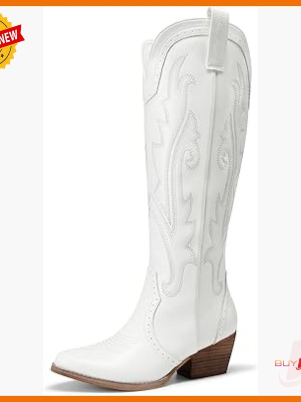 Women's Embroidered Western Pull-On Knee-High Cowboy Boots with 2-Inch Heel